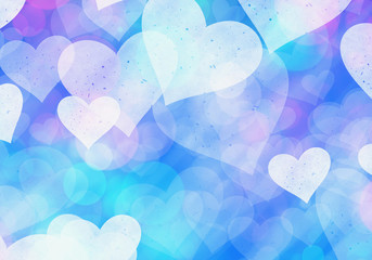 blue hearts bokeh background of a Love symbol