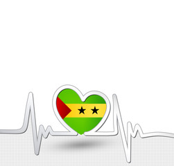 Sao Tome and Principe flag heart and heartbeat line