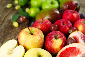 Fruits on wooden background