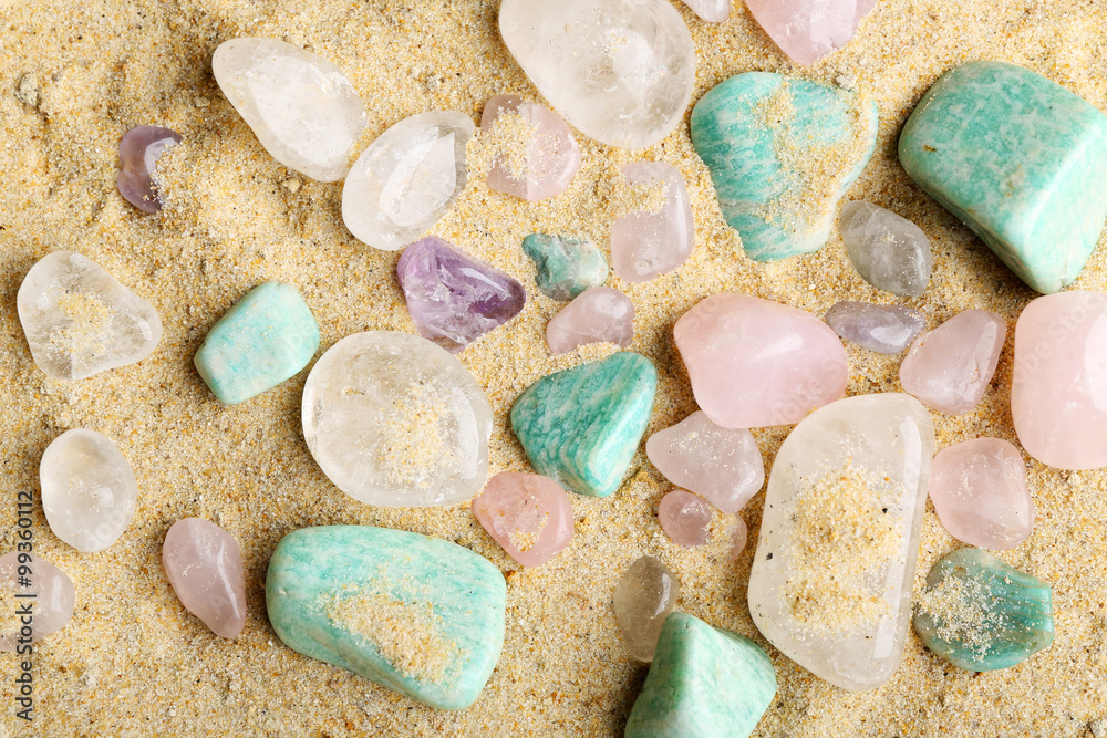 Canvas Prints Semiprecious stones on sand background