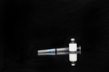 Vaccination vial and needles 