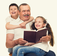 Grandfather and grandchildren portrait