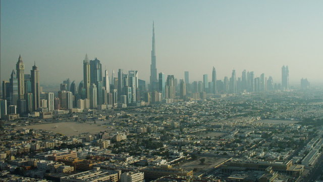 Aerial Cityscape Burj Khalifa Skyscrapers Downtown Dubai UAE