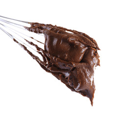 Corolla with chocolate cream, isolated on white