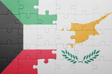 puzzle with the national flag of cyprus and kuwait