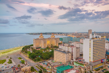 Panoramic view of Havana at sunset