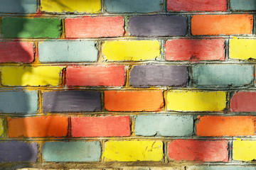 Fototapeta premium Coloured brick wall background