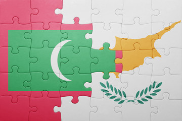 puzzle with the national flag of cyprus and maldives