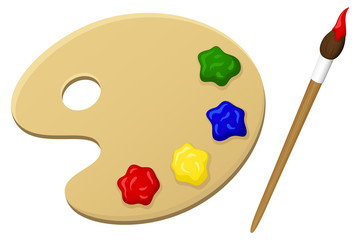 Vector illustration of a painter's palette and paintbrush.