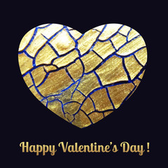 Gold glittering textured heart