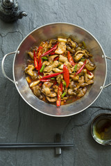 Chinese cuisine griddle pork intestines