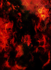 oriental ornamental mandala and color abstract background with fire flame, LAVA structure. Earth Concept.