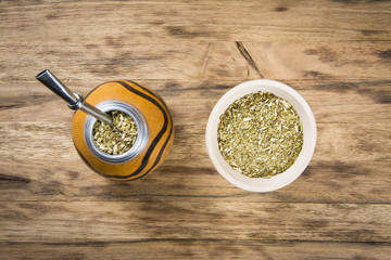 yerba mate cup on wooden table