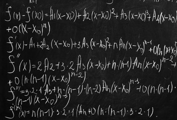 School blackboard with formulas