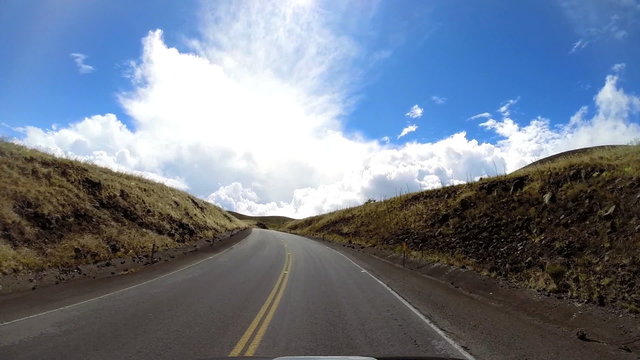 POV driving Mountain road Mt Mauna Kea Big Island Pacific Hawaii