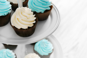 Cupcakes on plates closeup
