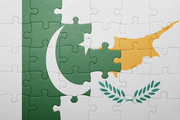 puzzle with the national flag of cyprus and pakistan
