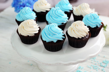 Cupcakes on dish closeup