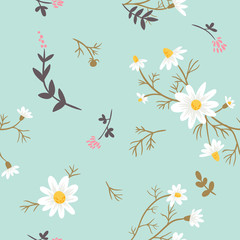 Materiał do szycia Chamomile. floral seamless pattern
