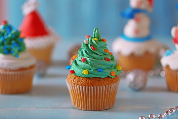 Christmas cupcakes, closeup