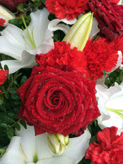 Beautiful pretty roses, carnations, lilies.