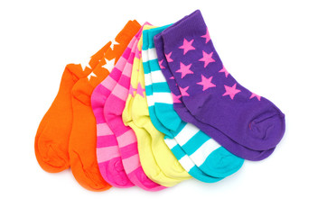 colorful socks isolated on white background