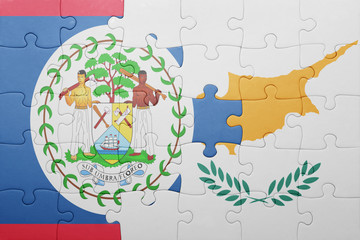 puzzle with the national flag of cyprus and belize