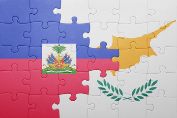 puzzle with the national flag of cyprus and haiti