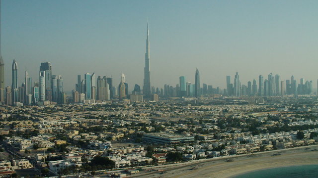 Aerial Skyline Dubai Skyscrapers Burj Khalifa UAE