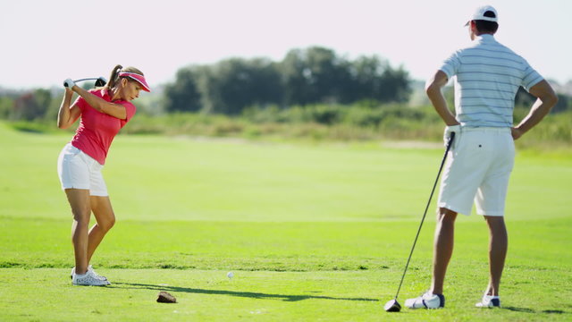 Outdoor Recreation Lifestyle Activity Golf Player Male Female Caucasian Vacation