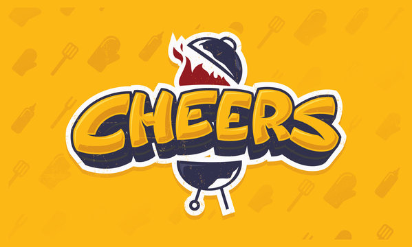 Cheers lettering vector logo sketch