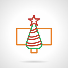 Color simple line New Year tree vector icon