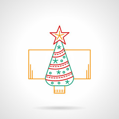 Ornate fir tree thin color line vector icon