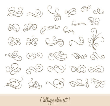 set of calligraphic decorative elements. vector