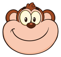 Smiling Monkey Face Cartoon Character