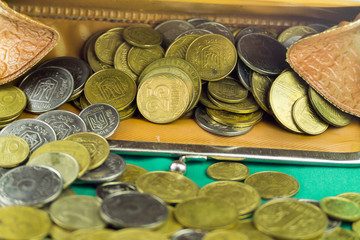 Lots of coins different values 