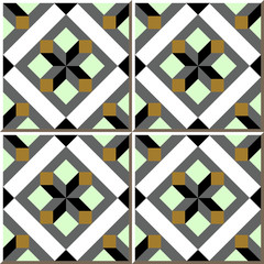 Vintage seamless wall tiles of square geometry. Moroccan, Portuguese.
