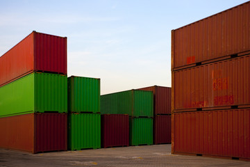 Fototapeta premium Cargo containers at dusk
