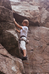 Climberl on rock