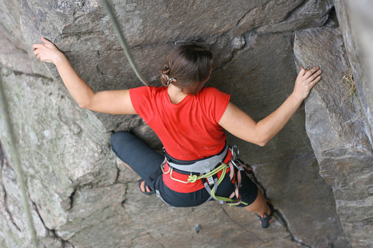 Climber girl on rock