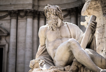 Obraz premium Statue of Zeus in Fountain, Piazza Navona, Rome, Italy