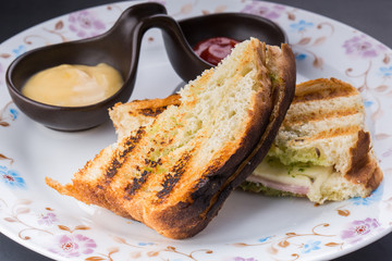 sandwich toast grilled with cheese and bacon