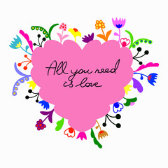 Vintage retro background with floral ornament, empty space the middle.You can design cards, notebook cover and so on. Floral ornament heart shape with place for your text. Valentine's day background.