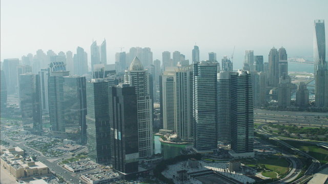 Aerial Dubai Skyscrapers Sheikh Zayed Road UAE
