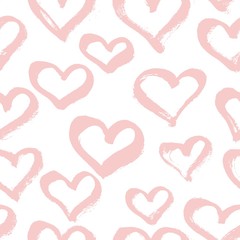 Vector seamless modern heart pattern. Trendy ink hand drawn illu