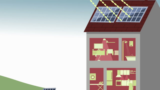 motion graphics infographics solar energy sun photovoltaic panel electricity