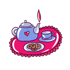 Cute Tea Set Illustration