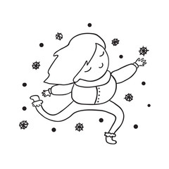 My First Snow Outline Children Illustration