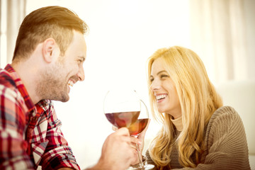 Young couple cheering
