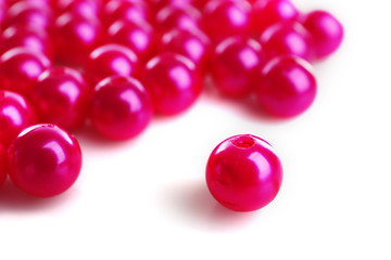 Pink beads, close up